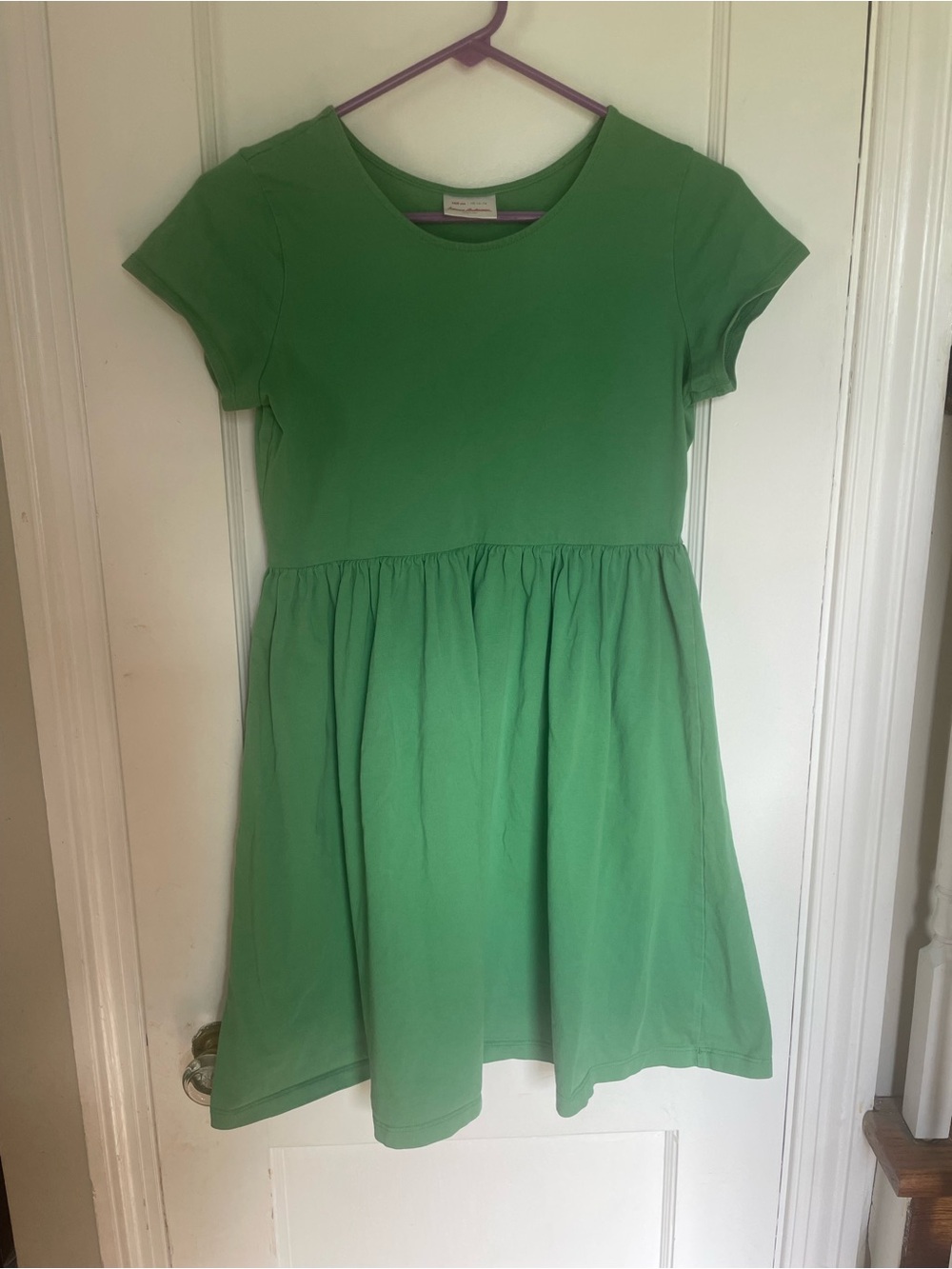 Hanna Andersson Solid Green Short Sleeve Twirl Dress Girls Size 14/16